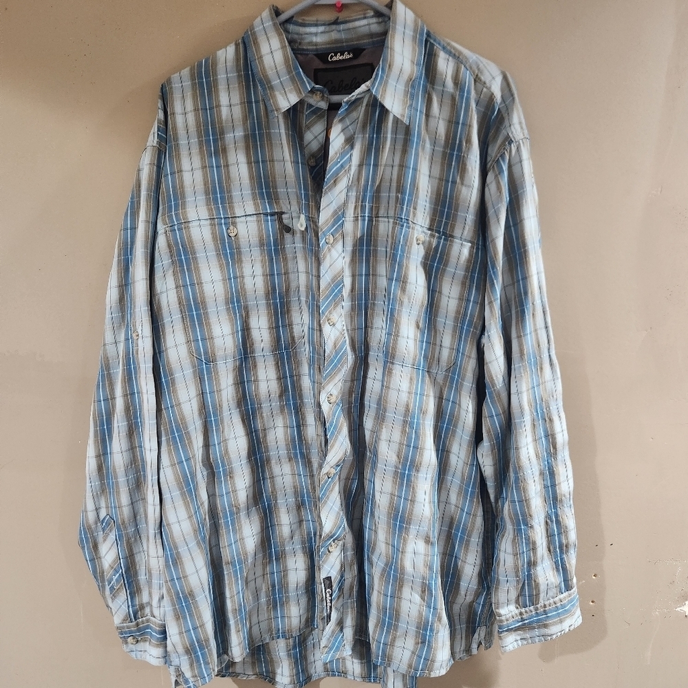 Cabela's Button Shirt Blue Sz XL